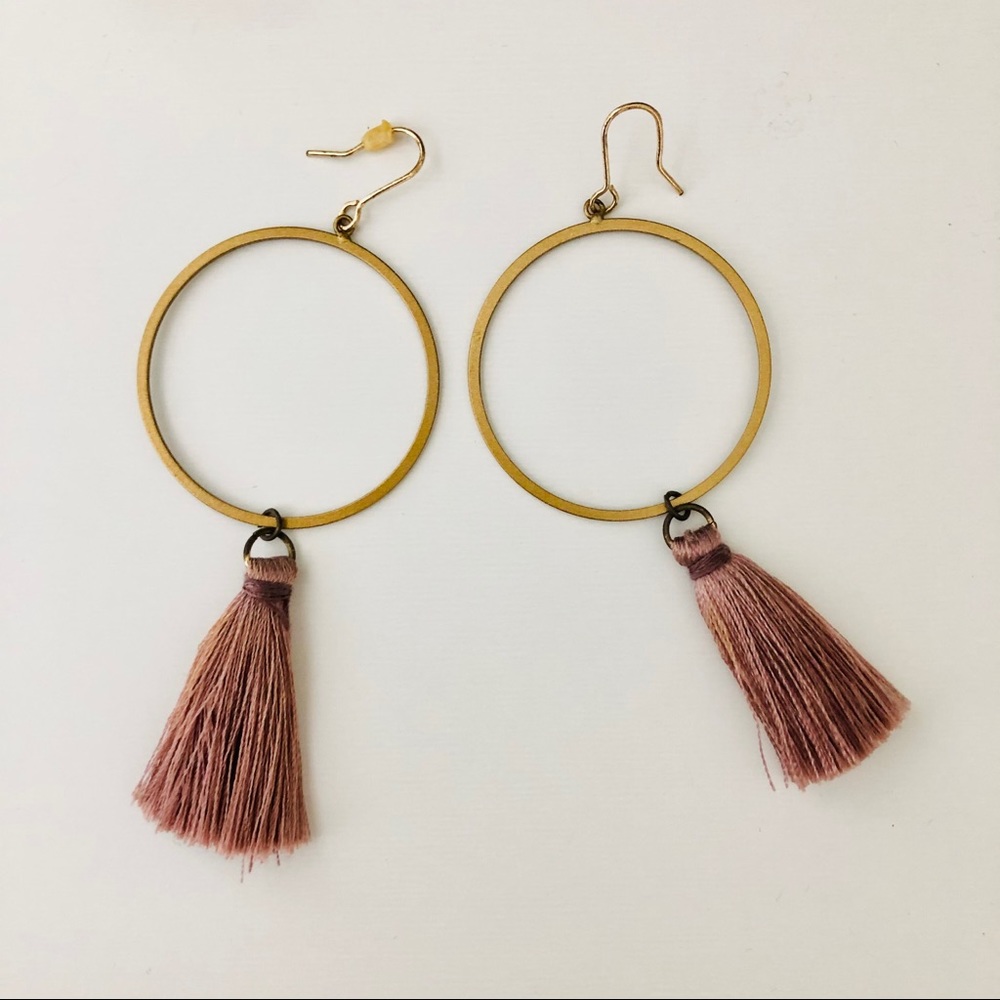 2” dangle hoops with mauve tassels